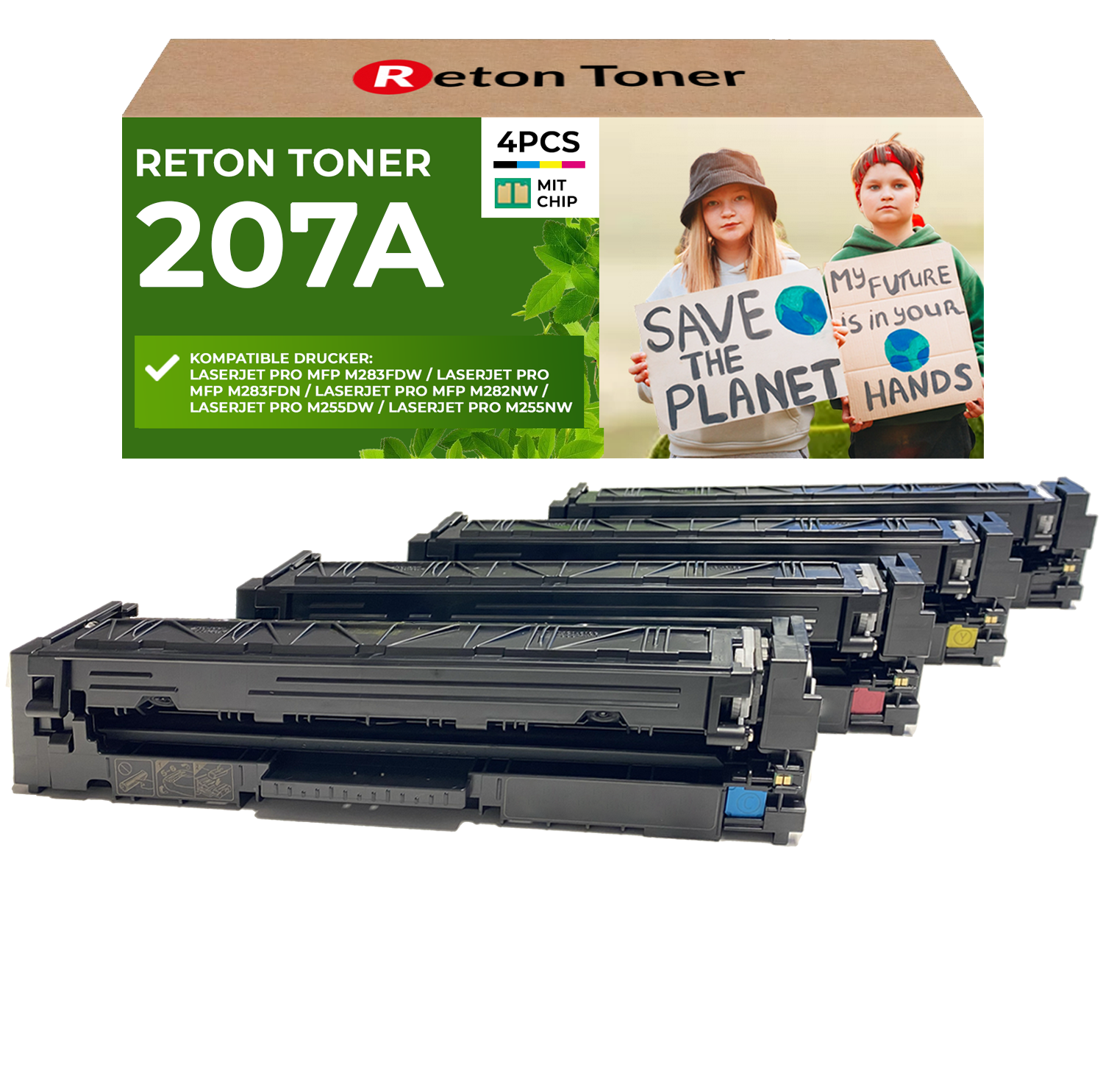 HP 207X/207A Toner Multipack – aufbereitet mit recyceltem Original-Chip, kompatibel mit HP Color LaserJet Pro M255dw und MFP M283fdw